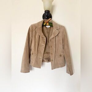 90s Vintage Suede Leather Button Up Jacket